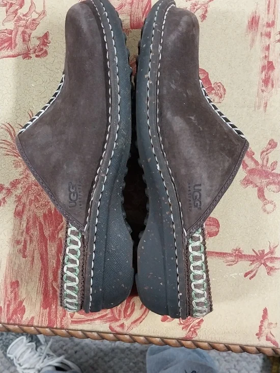 UGG Kohala Brown Suede Shearling-Lined Slip-On Clogs - Picture 3 of 6